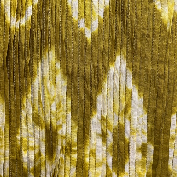 Bianco Levrin | 100% Silk Green Ikat Sleeveless Pintucked Blouse Small Artsy - Picture 6 of 11